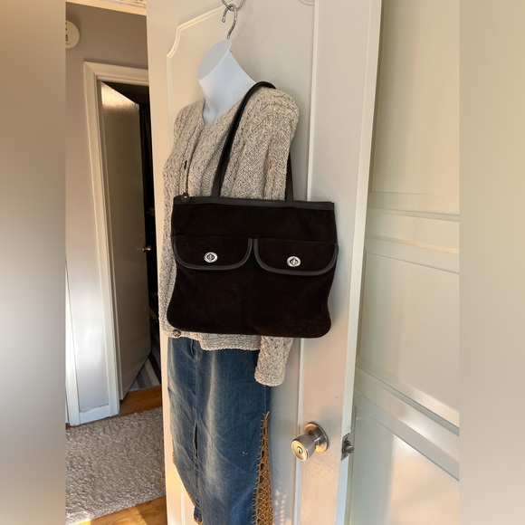 Vintage Old Navy Handbags - Vintage Chocolate Brown Suede Tote Bag Y2K over 20 years old. Academia Preppy